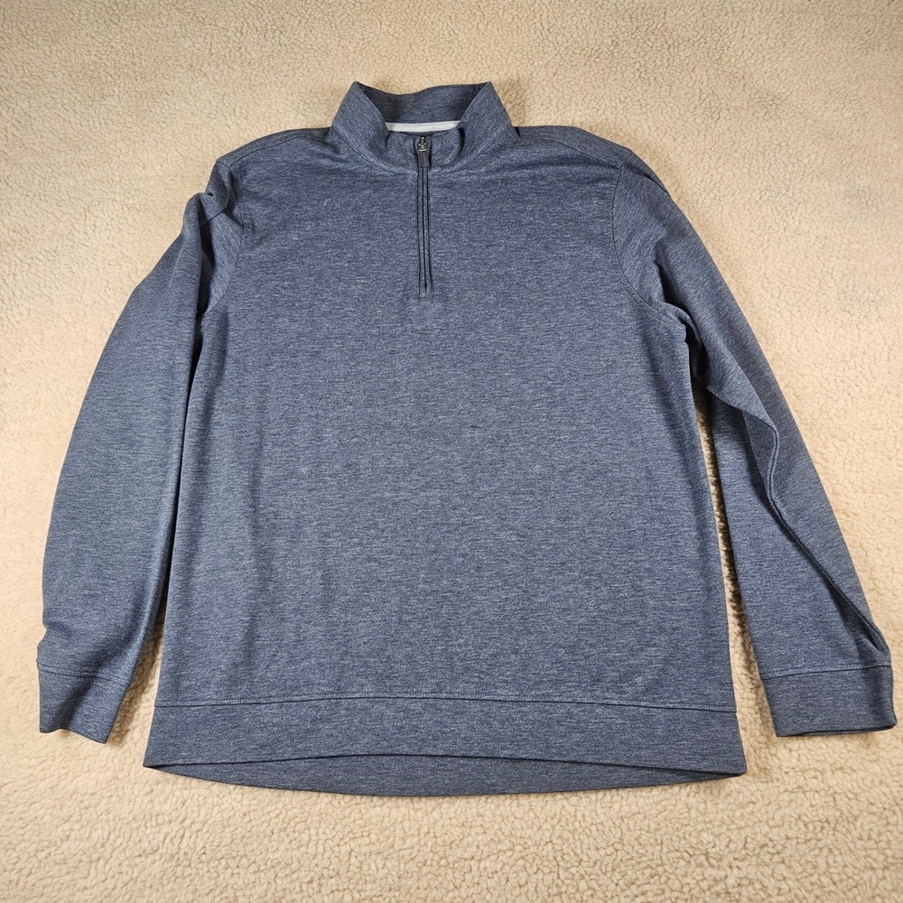 Mizzen+Main Quarter Zip Pullover Mens L Blue Heather Stretch Knit Coastal Preppy - Picture 4 of 15